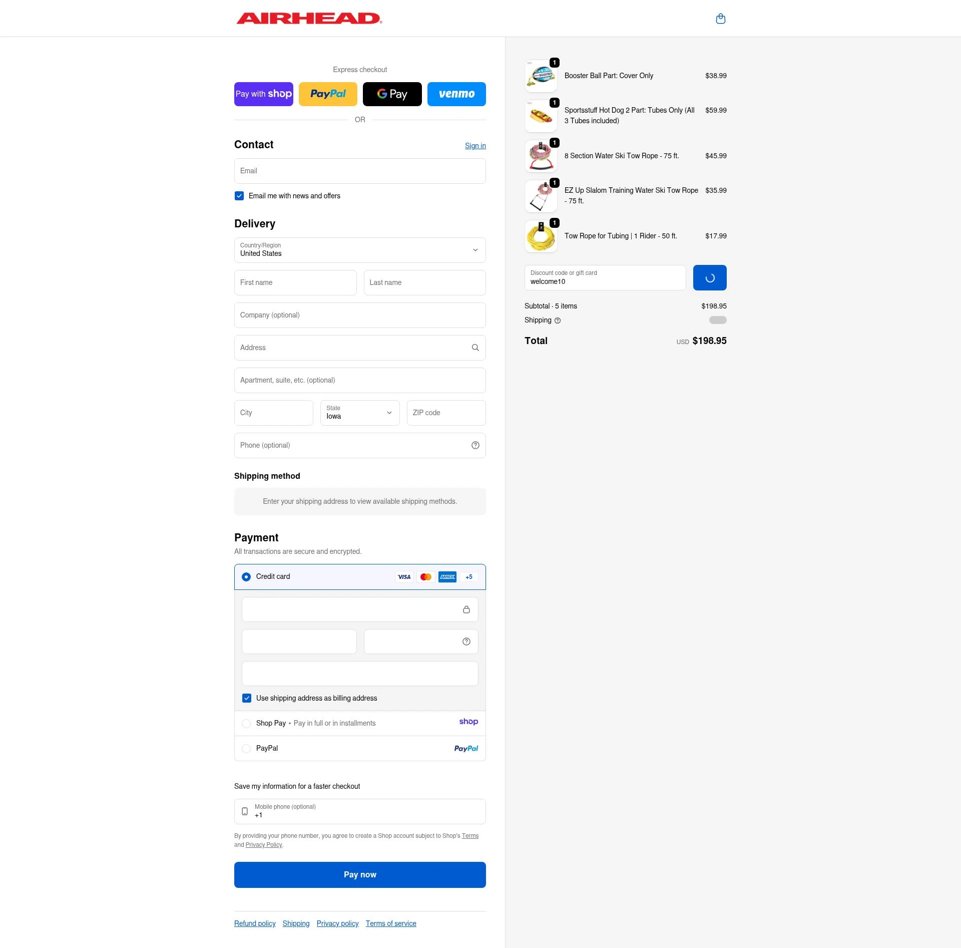 Airhead checkout page showing Airhead promo code box | Screenshot taken by SimplyCodes community member on Jan 7, 2026