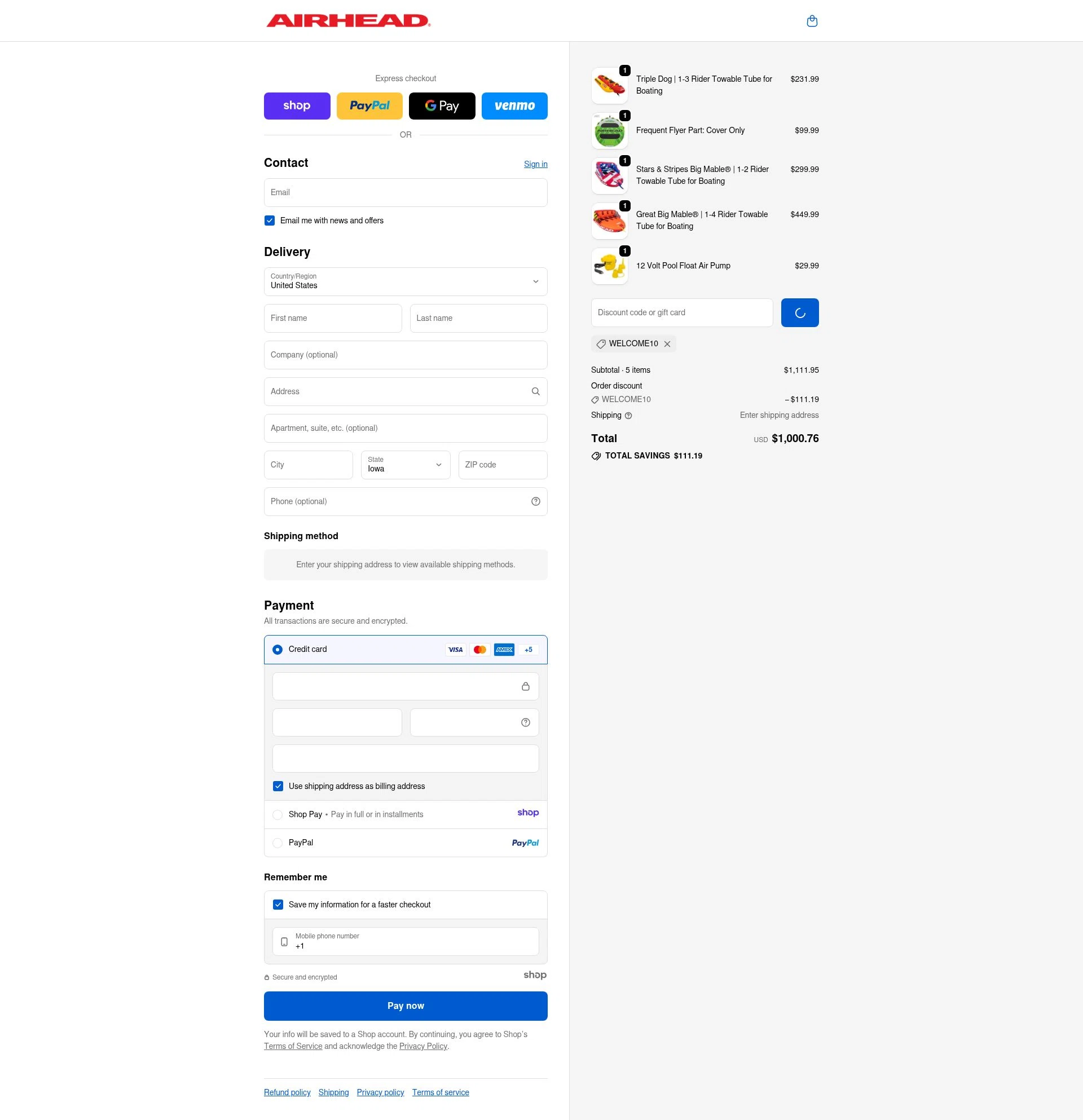 Airhead checkout page showing Airhead promo code box | Screenshot taken by SimplyCodes community member on Jan 2, 2026
