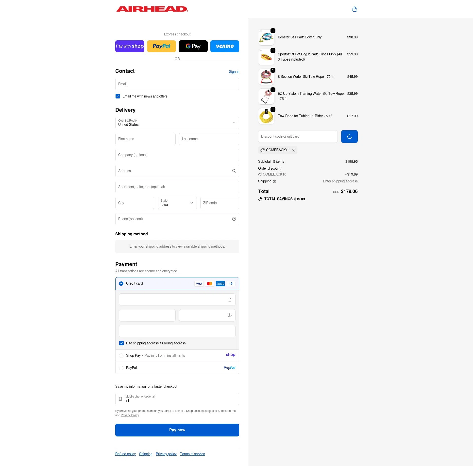 Airhead checkout page showing Airhead promo code box | Screenshot taken by SimplyCodes community member on Jan 7, 2026