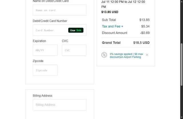 Airport Lax checkout page showing Airport Lax promo code box | Screenshot taken by SimplyCodes community member on Jul 10, 2025