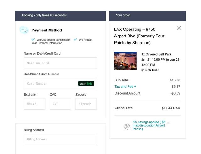 Airport Lax checkout page showing Airport Lax promo code box | Screenshot taken by SimplyCodes community member on Jun 20, 2025