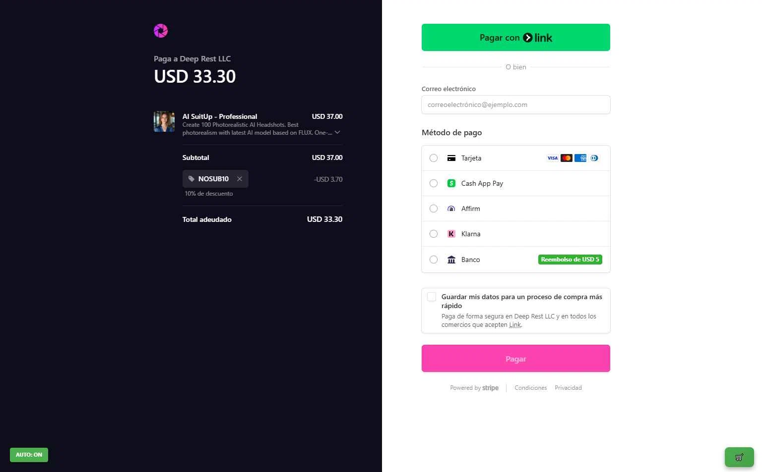 AI SuitUp checkout page showing AI SuitUp promo code box | Screenshot taken by SimplyCodes community member on Oct 10, 2025