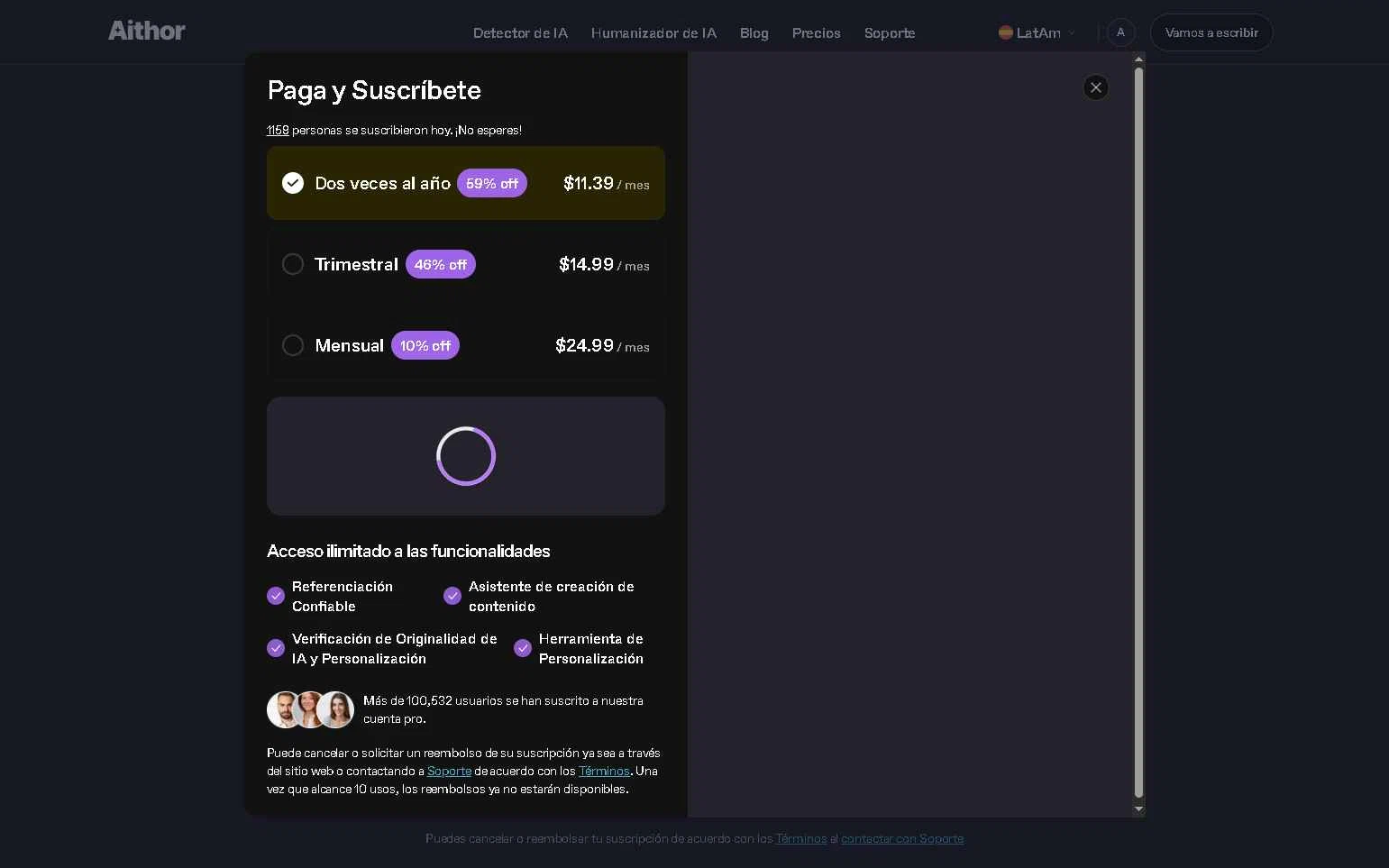 Aithor checkout page showing Aithor discount code box | Screenshot taken by SimplyCodes community member on Dec 29, 2025