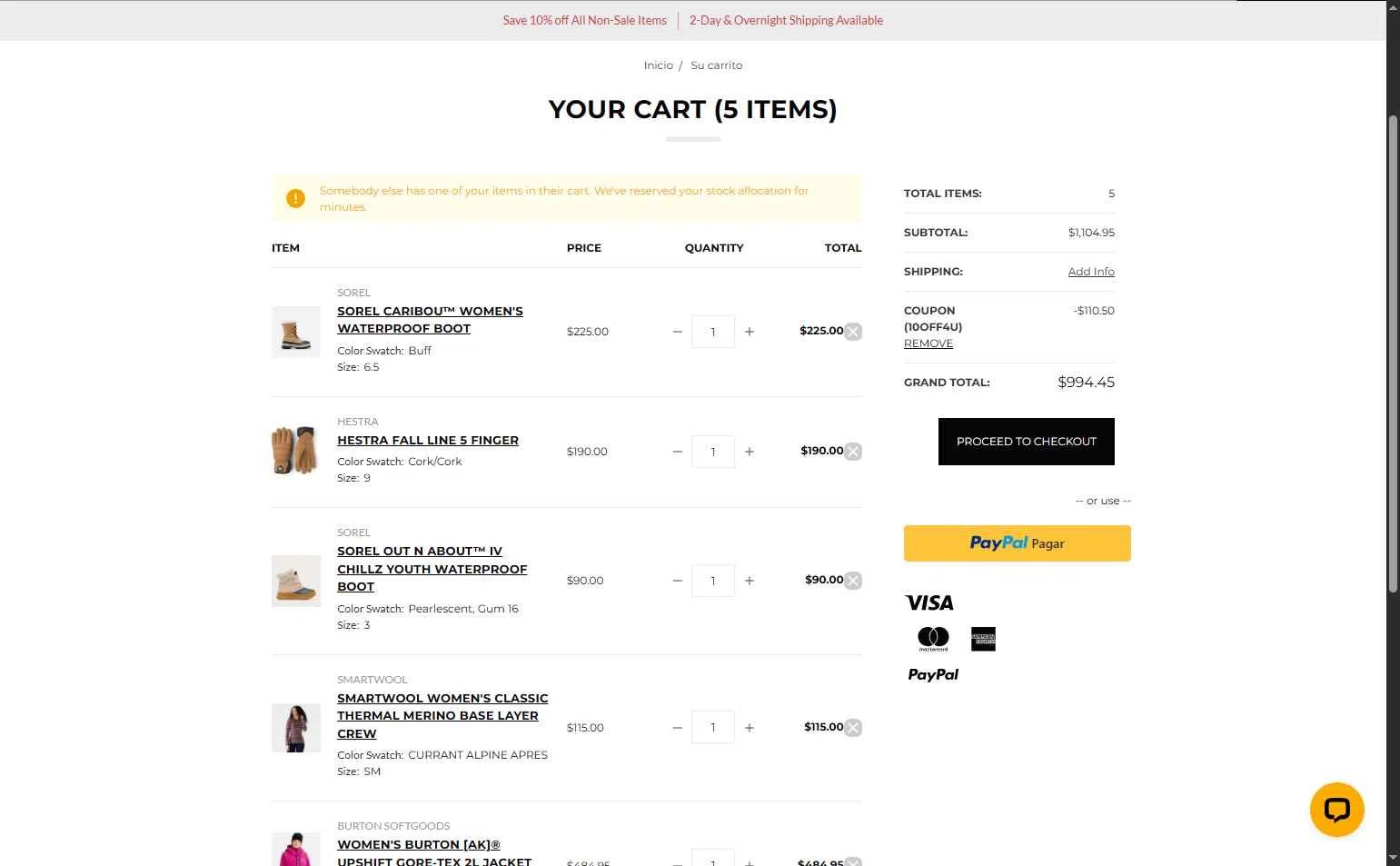 AJ's Ski & Sports checkout page showing AJ's Ski & Sports promo code box | Screenshot taken by SimplyCodes community member on Nov 17, 2025