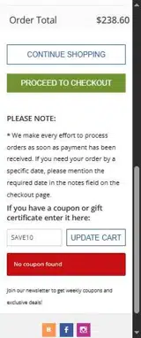 SAVE10 coupon verification screenshot