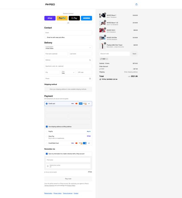 Akaso checkout page showing Akaso promo code box | Screenshot taken by SimplyCodes community member on Sep 9, 2025