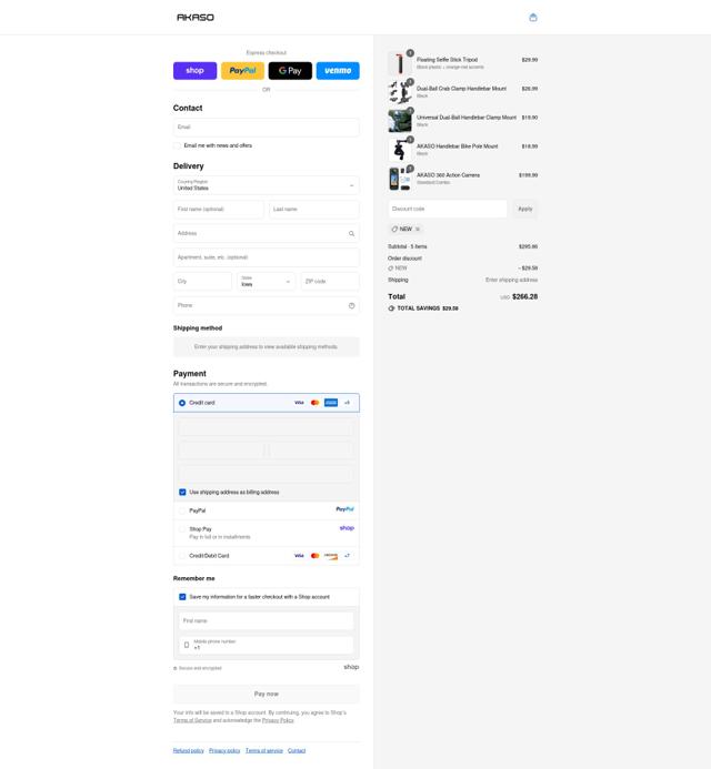 Akaso checkout page showing Akaso promo code box | Screenshot taken by SimplyCodes community member on Sep 12, 2025