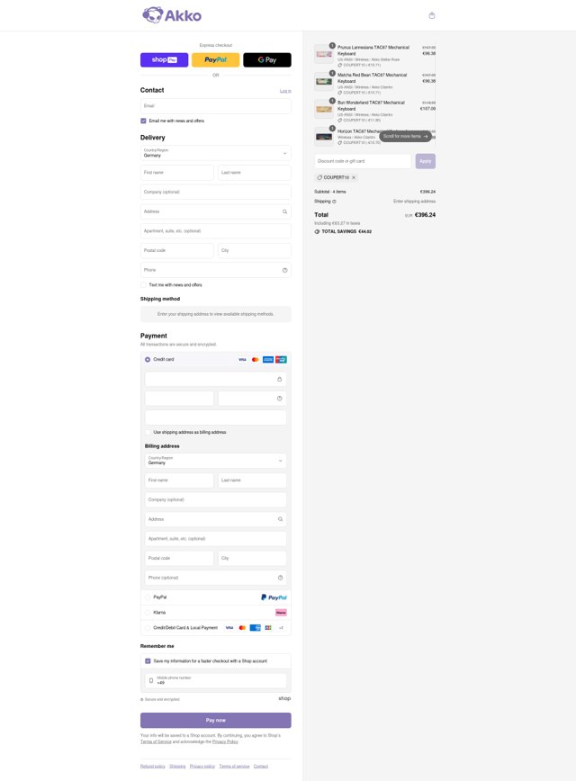 Akkogear checkout page showing Akkogear discount code box | Screenshot taken by SimplyCodes community member on Aug 6, 2025