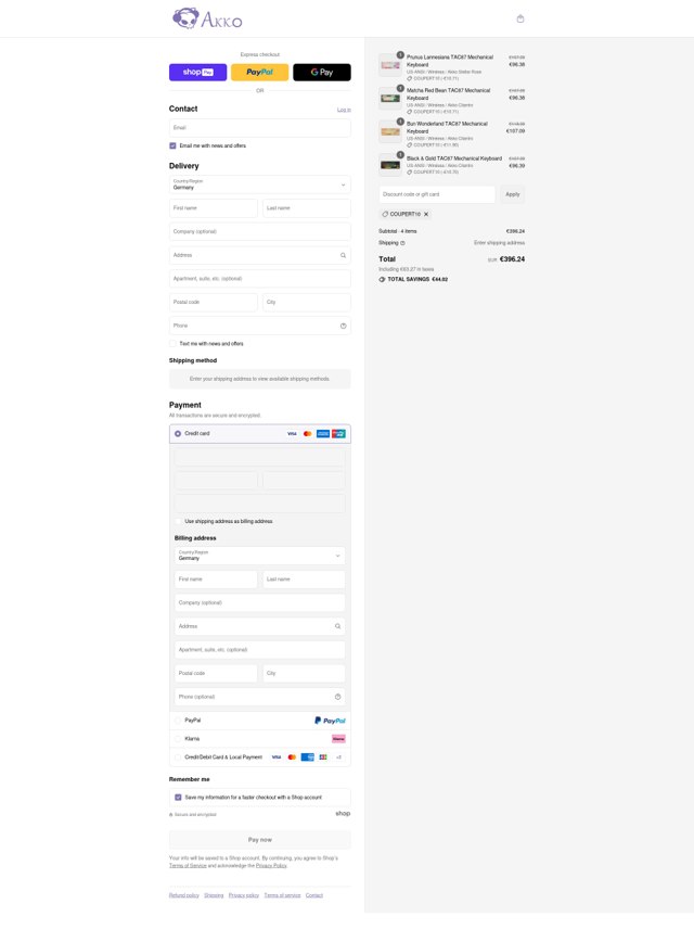 Akkogear checkout page showing Akkogear discount code box | Screenshot taken by SimplyCodes community member on Aug 3, 2025