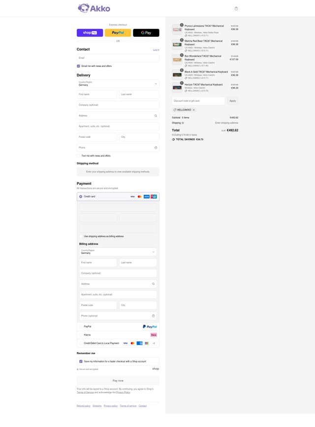 Akkogear checkout page showing Akkogear discount code box | Screenshot taken by SimplyCodes community member on Aug 8, 2025