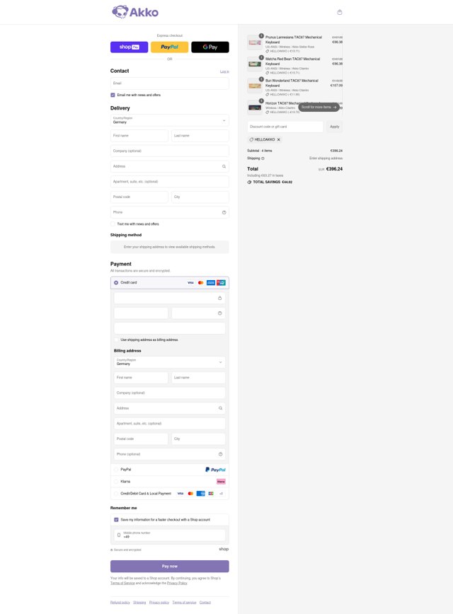 Akkogear checkout page showing Akkogear discount code box | Screenshot taken by SimplyCodes community member on Aug 6, 2025