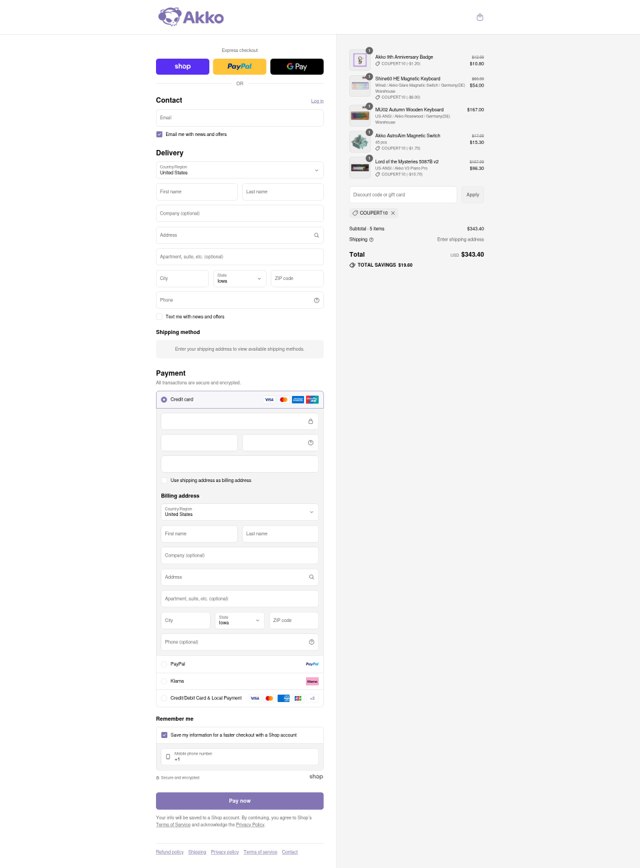 Akkogear checkout page showing Akkogear discount code box | Screenshot taken by SimplyCodes community member on Sep 3, 2025