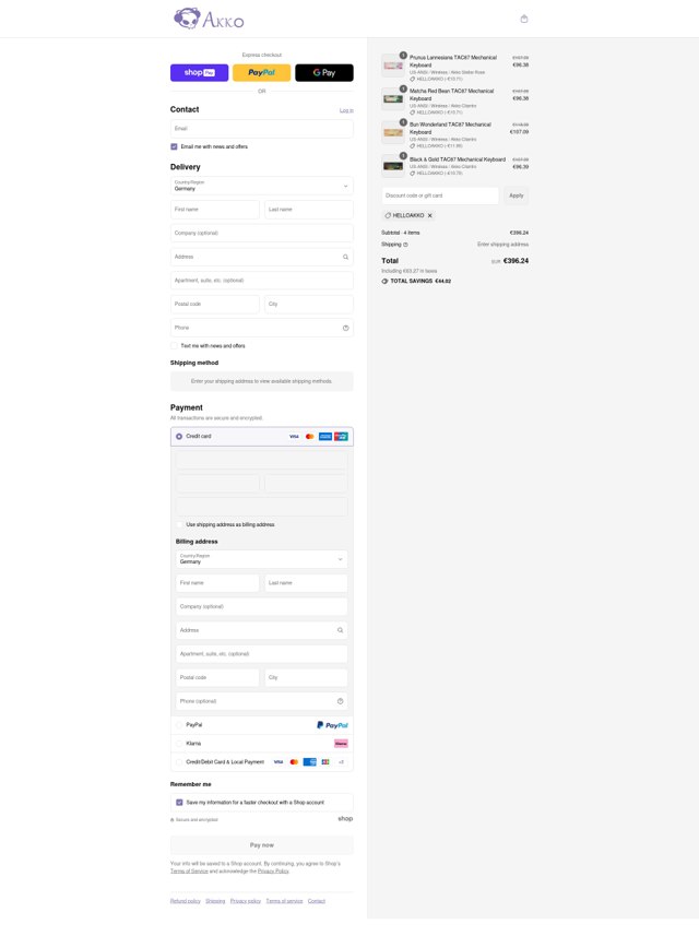Akkogear checkout page showing Akkogear discount code box | Screenshot taken by SimplyCodes community member on Aug 3, 2025