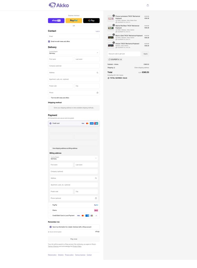 Akkogear checkout page showing Akkogear discount code box | Screenshot taken by SimplyCodes community member on Aug 12, 2025