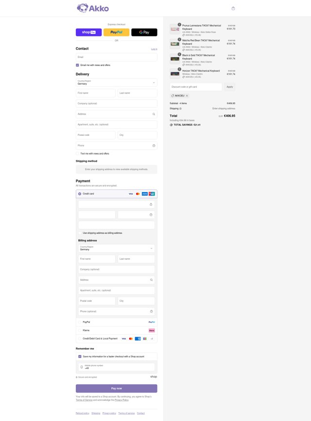 Akkogear checkout page showing Akkogear discount code box | Screenshot taken by SimplyCodes community member on Aug 14, 2025