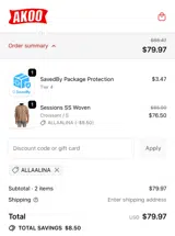 ALLAALINA coupon verification screenshot