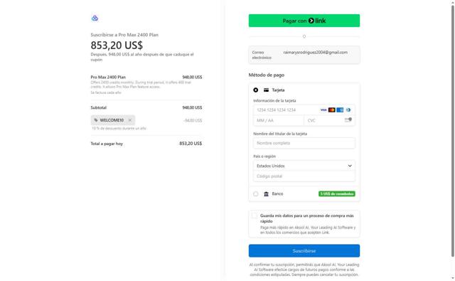 Akool checkout page showing Akool coupon code box | Screenshot taken by SimplyCodes community member on Jul 25, 2025