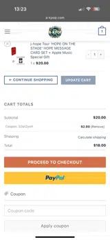 A-KPOP coupon verification screenshot