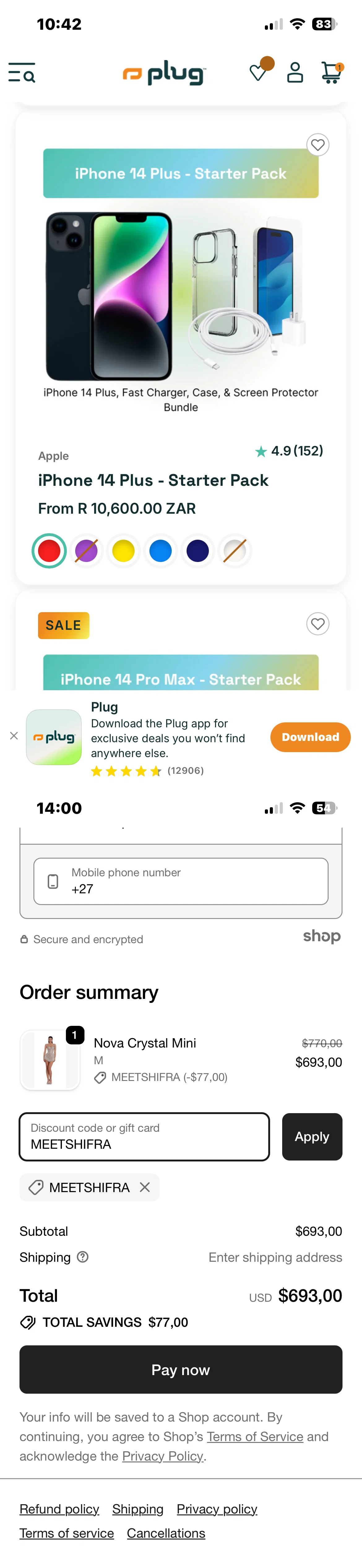 Albina Dyla discount code screenshot showing code MEETSHIFRA applied at Albina Dyla checkout page. Uploaded by SimplyCodes community member Smartsaving101 on Nov 11, 2025