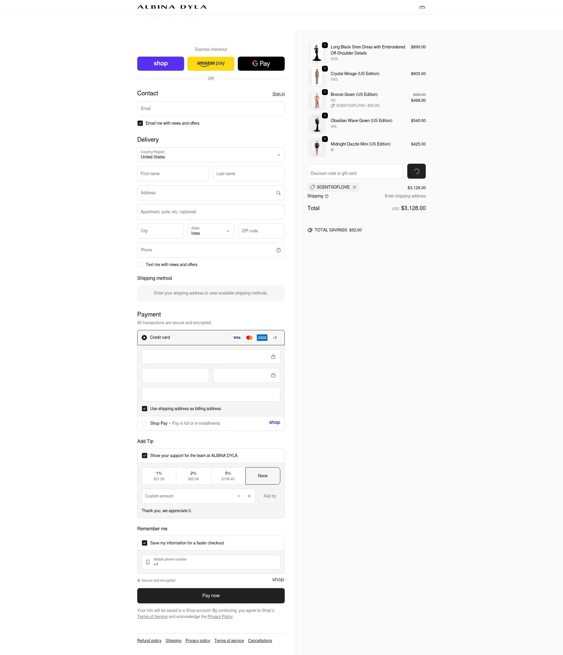 Albina Dyla checkout page showing Albina Dyla discount code box | Screenshot taken by SimplyCodes community member on Jan 2, 2026
