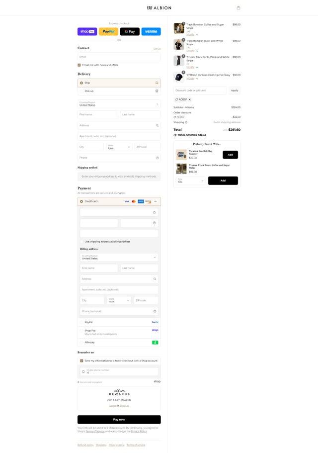 Albion Fit checkout page showing Albion Fit coupon code box | Screenshot taken by SimplyCodes community member on Aug 27, 2025