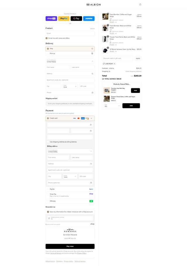 Albion Fit checkout page showing Albion Fit coupon code box | Screenshot taken by SimplyCodes community member on Aug 27, 2025