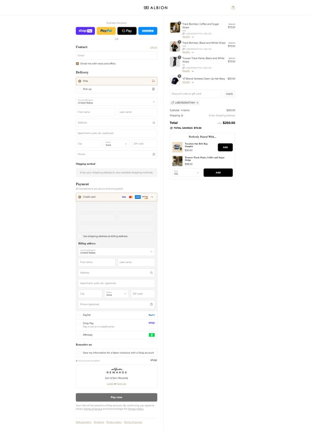 Albion Fit checkout page showing Albion Fit coupon code box | Screenshot taken by SimplyCodes community member on Aug 27, 2025