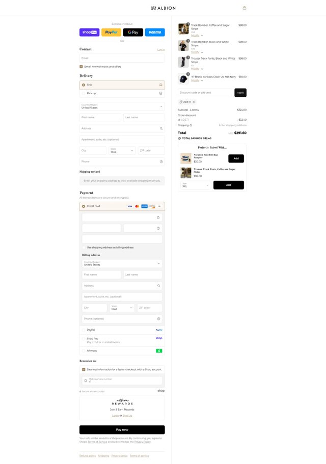 Albion Fit checkout page showing Albion Fit coupon code box | Screenshot taken by SimplyCodes community member on Aug 27, 2025