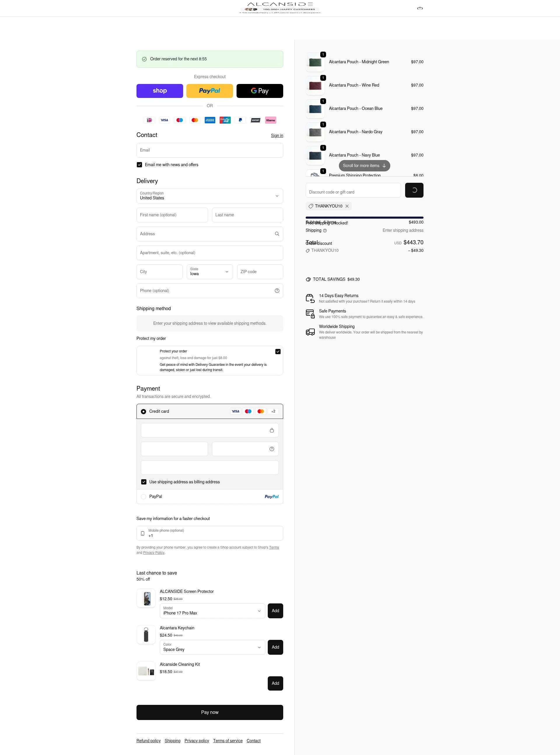 Alcanside checkout page showing Alcanside discount code box | Screenshot taken by SimplyCodes community member on Feb 13, 2026