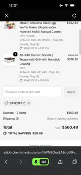 SAVEOFF10 coupon verification screenshot