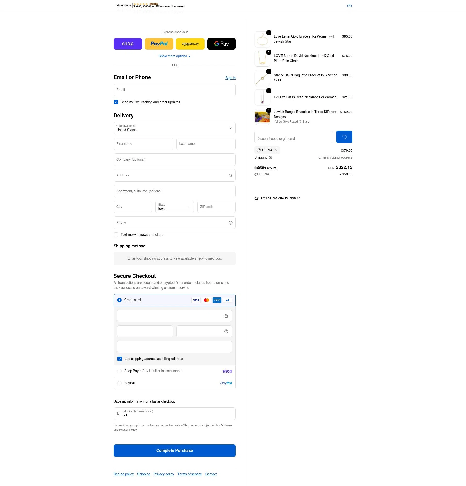 Alef Bet by Paula checkout page showing Alef Bet by Paula coupon code box | Screenshot taken by SimplyCodes community member on Feb 12, 2026