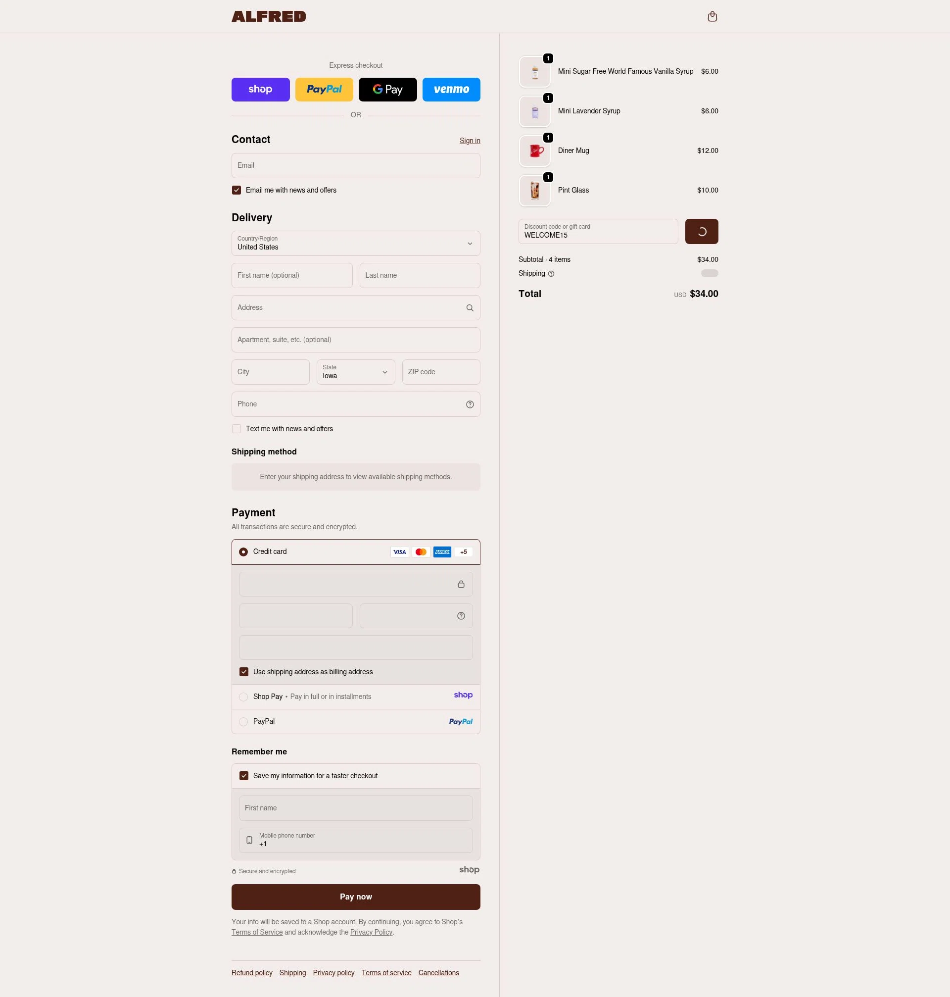 Alfred.La checkout page showing Alfred.La promo code box | Screenshot taken by SimplyCodes community member on Jan 8, 2026