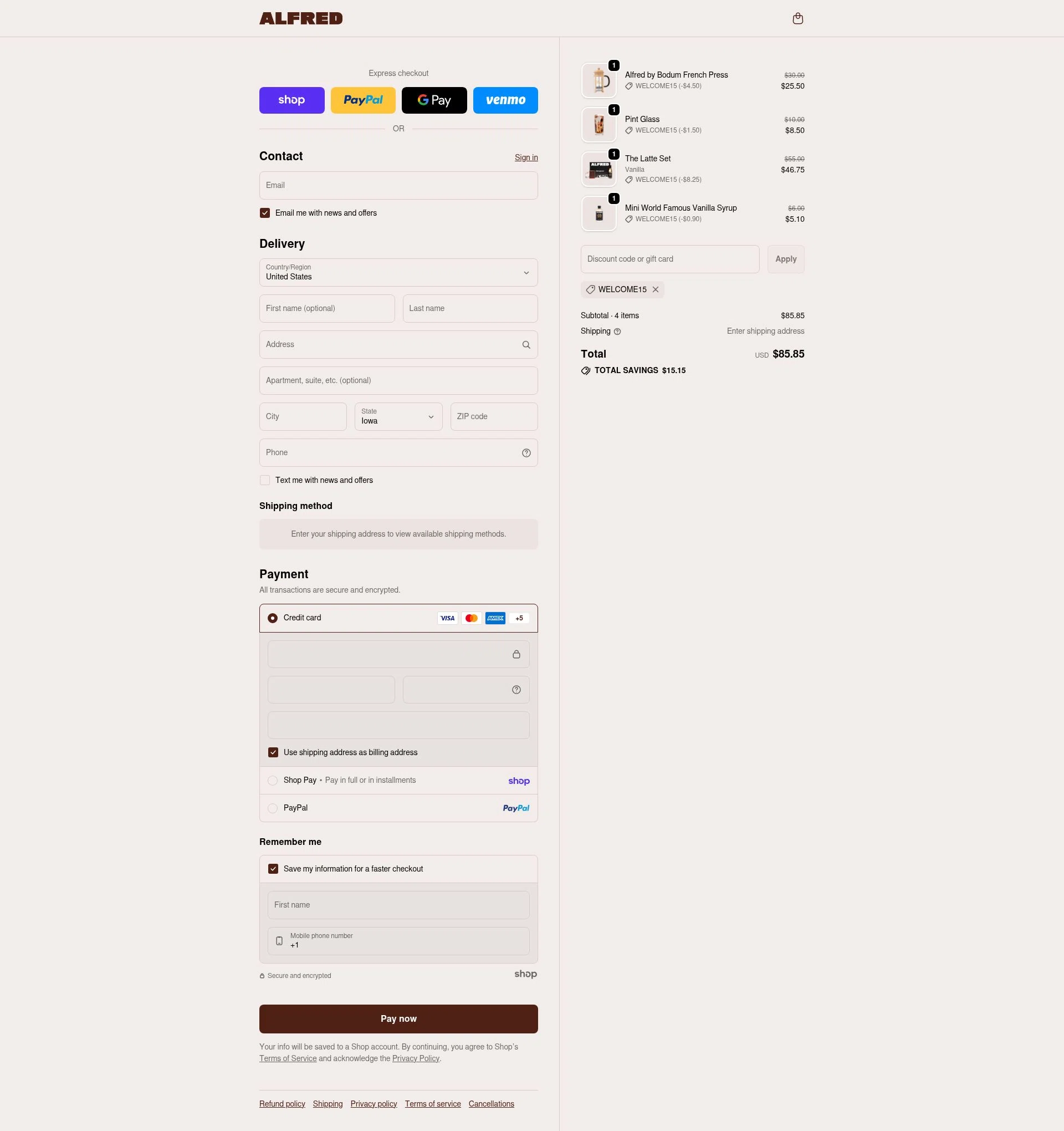 Alfred.La checkout page showing Alfred.La promo code box | Screenshot taken by SimplyCodes community member on Jan 27, 2026