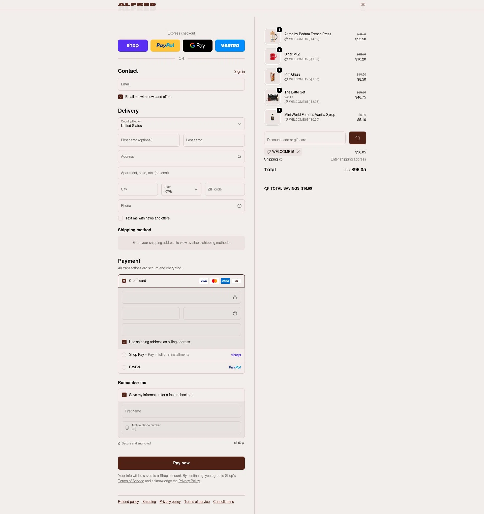 Alfred.La checkout page showing Alfred.La promo code box | Screenshot taken by SimplyCodes community member on Jan 23, 2026