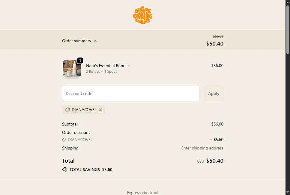 Algae Cooking Club checkout page showing Algae Cooking Club discount code box | Screenshot taken by SimplyCodes community member on Jan 8, 2026
