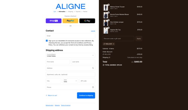 Aligne UK checkout page showing Aligne UK promo code box | Screenshot taken by SimplyCodes community member on Aug 19, 2025