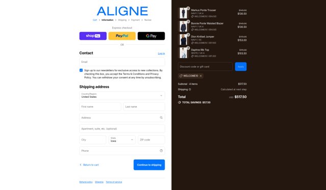 Aligne UK checkout page showing Aligne UK promo code box | Screenshot taken by SimplyCodes community member on Aug 23, 2025