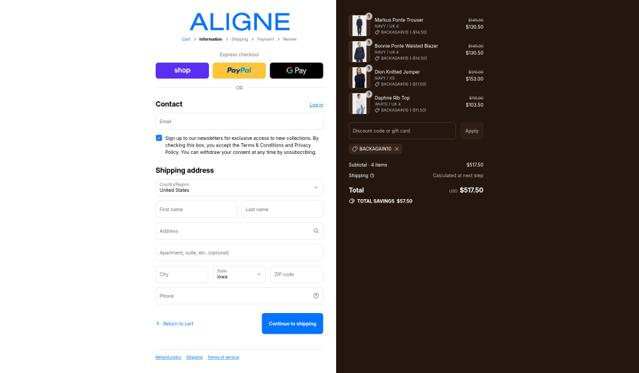 Aligne UK checkout page showing Aligne UK promo code box | Screenshot taken by SimplyCodes community member on Sep 4, 2025