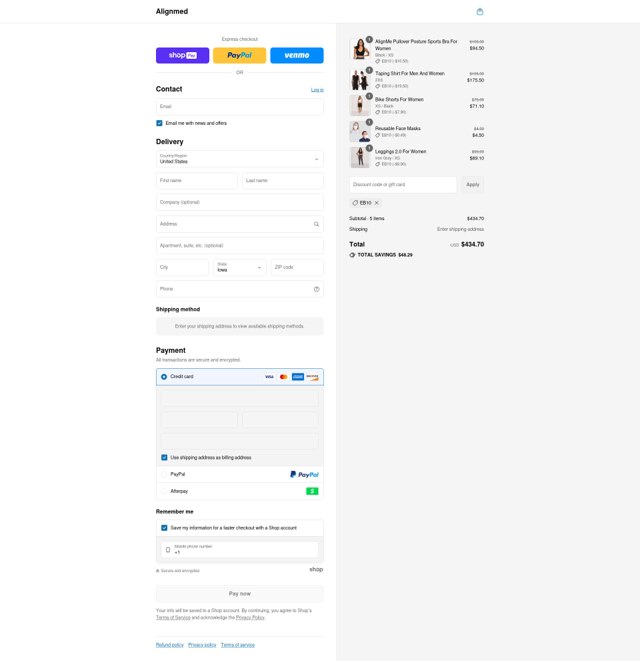 AlignMed checkout page showing AlignMed promo code box | Screenshot taken by SimplyCodes community member on Aug 5, 2025