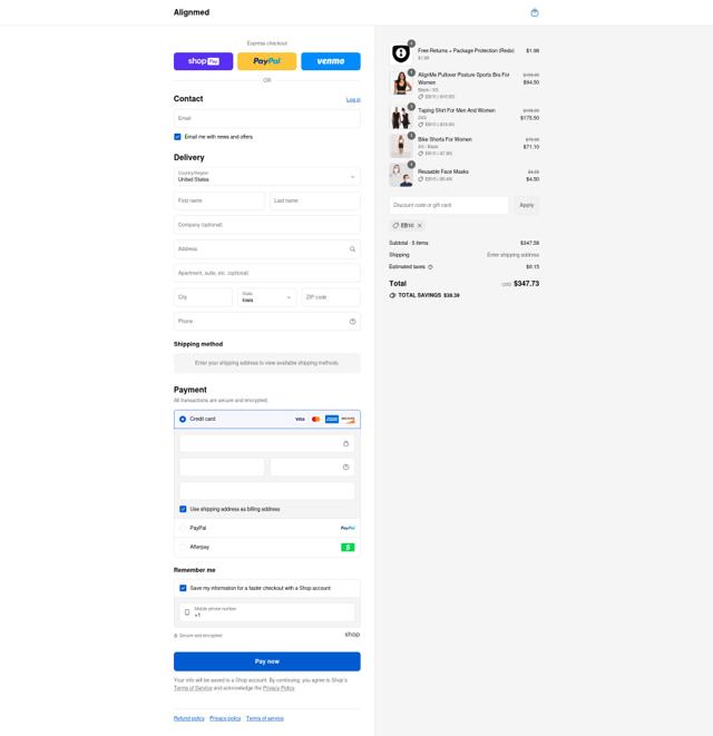 AlignMed checkout page showing AlignMed promo code box | Screenshot taken by SimplyCodes community member on Aug 22, 2025