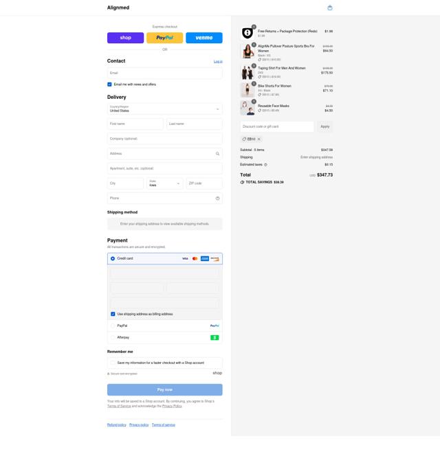 AlignMed checkout page showing AlignMed promo code box | Screenshot taken by SimplyCodes community member on Sep 3, 2025