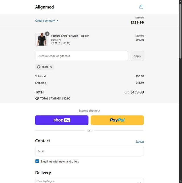 AlignMed checkout page showing AlignMed promo code box | Screenshot taken by SimplyCodes community member on Jul 31, 2025
