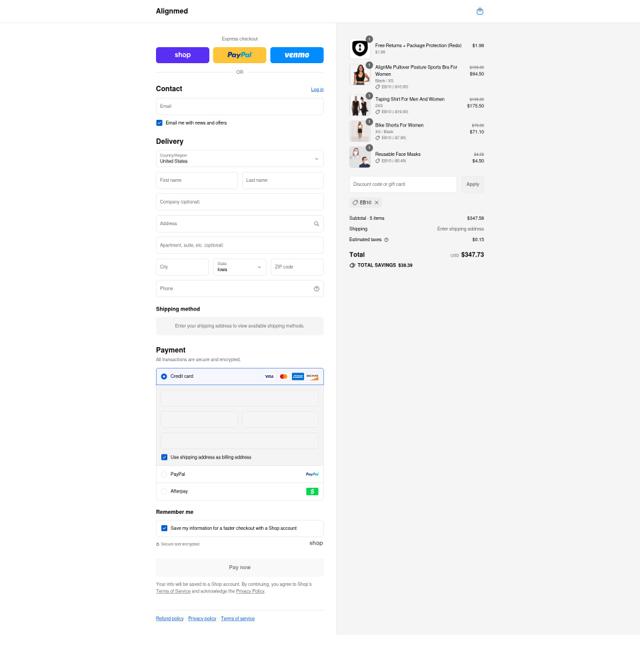 AlignMed checkout page showing AlignMed promo code box | Screenshot taken by SimplyCodes community member on Sep 8, 2025