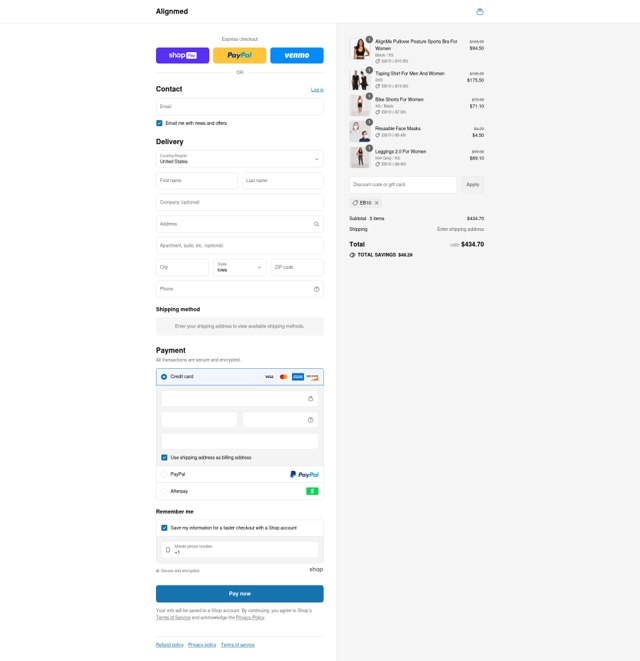 AlignMed checkout page showing AlignMed promo code box | Screenshot taken by SimplyCodes community member on Aug 9, 2025