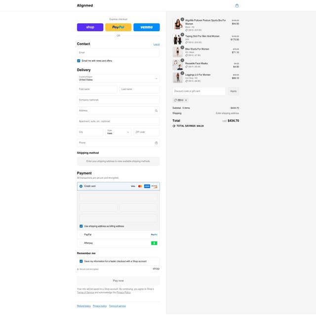 AlignMed checkout page showing AlignMed promo code box | Screenshot taken by SimplyCodes community member on Aug 13, 2025