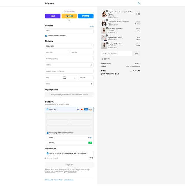 AlignMed checkout page showing AlignMed promo code box | Screenshot taken by SimplyCodes community member on Aug 13, 2025