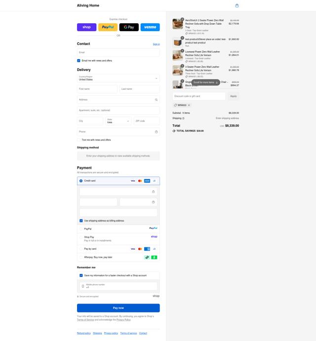 Aliving Home checkout page showing Aliving Home coupon code box | Screenshot taken by SimplyCodes community member on Sep 12, 2025