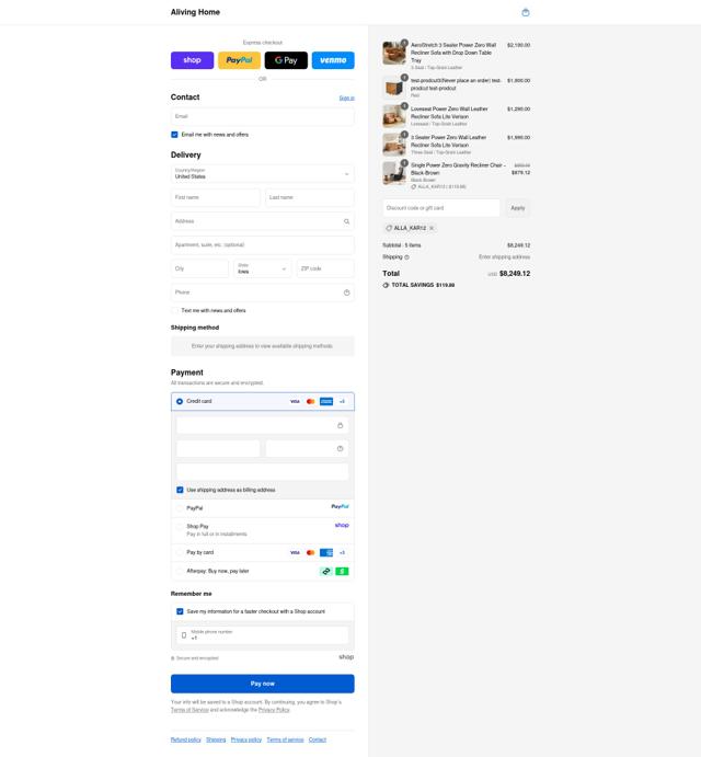 Aliving Home checkout page showing Aliving Home coupon code box | Screenshot taken by SimplyCodes community member on Sep 12, 2025