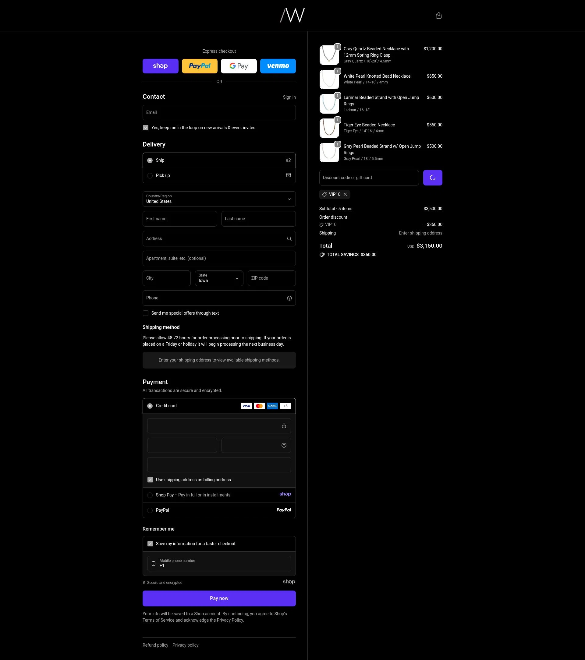 Ali Weiss Jewelry checkout page showing Ali Weiss Jewelry promo code box | Screenshot taken by SimplyCodes community member on Dec 26, 2025