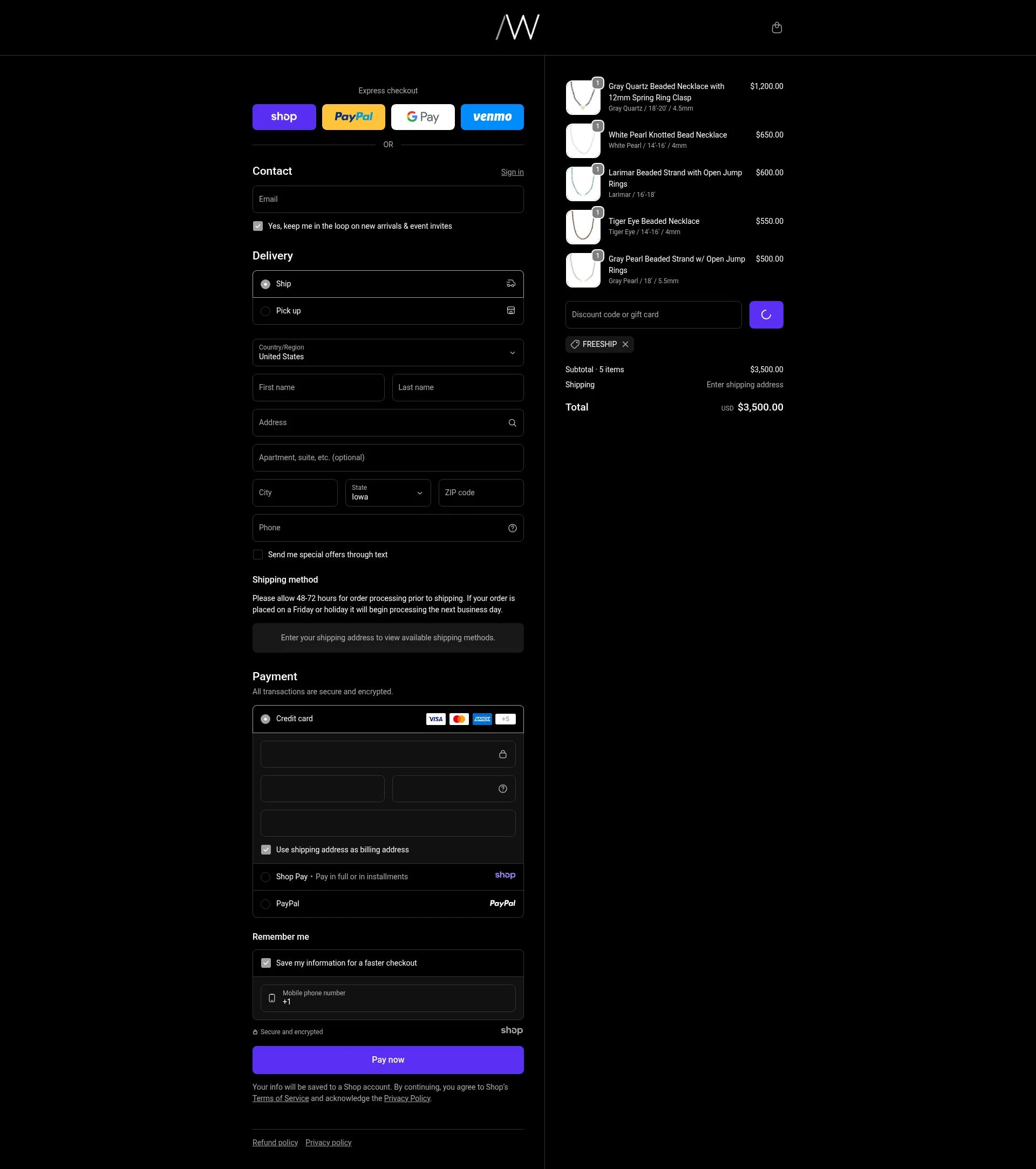 Ali Weiss Jewelry checkout page showing Ali Weiss Jewelry promo code box | Screenshot taken by SimplyCodes community member on Dec 31, 2025